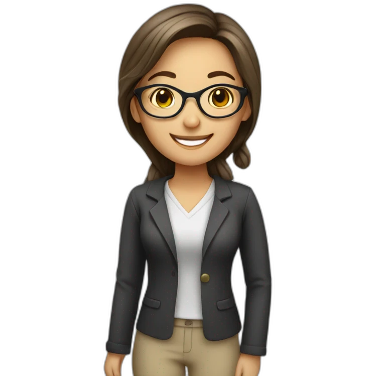 happy girl teacher with glasses emoji