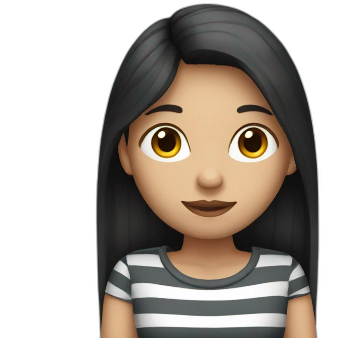 woman with dark long hair and striped shirt emoji