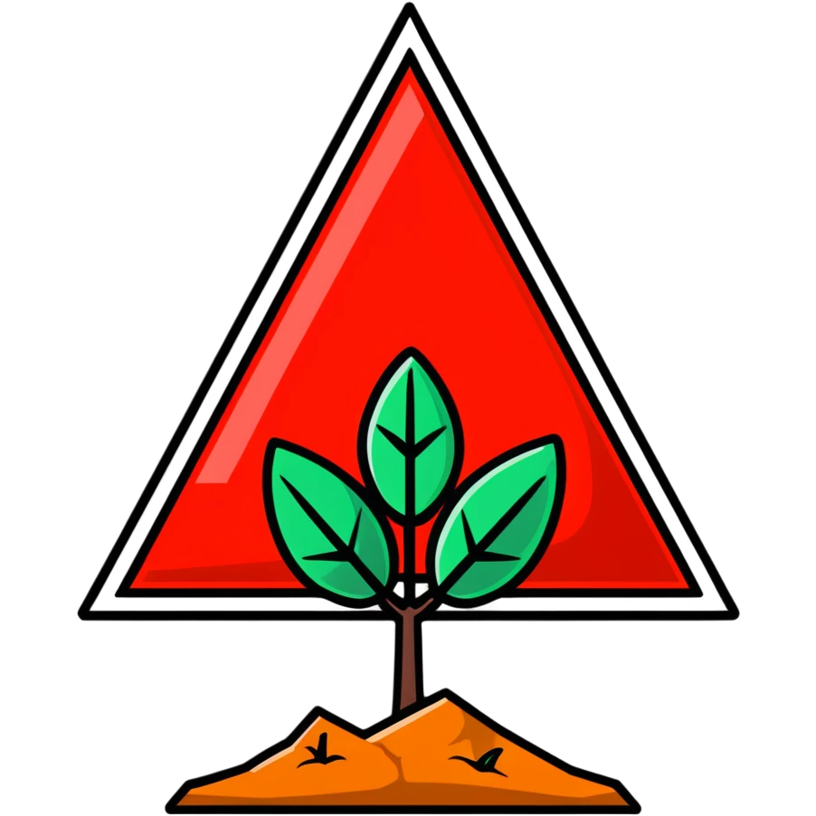 withered plant with red warning triangle, drought symbol emoji