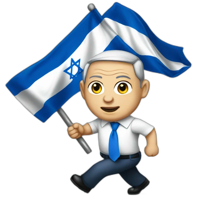 Benjamin Netanyahu carrying an Israeli flag emoji