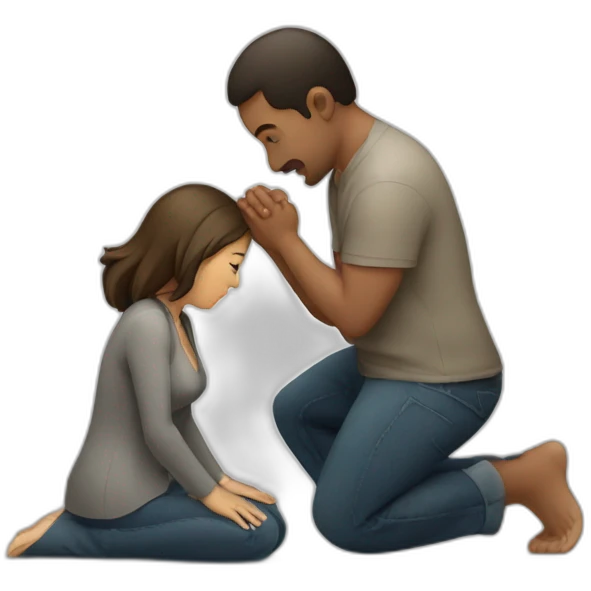 Woman on knees facing man emoji