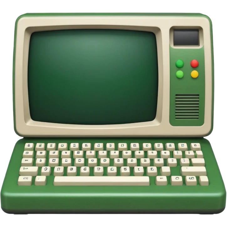 mac os icon code computer retro terminal, black, green white, numbers on the screen emoji