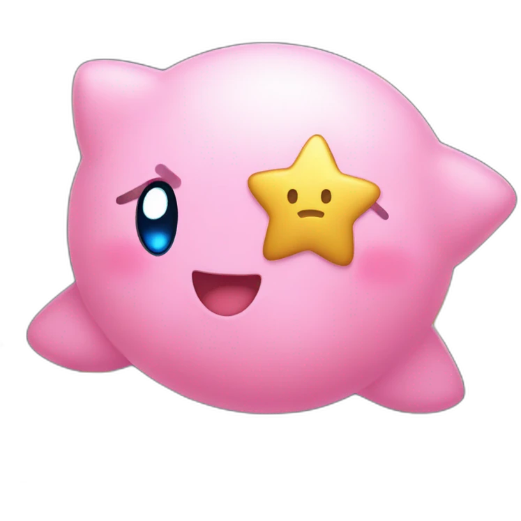 clean cute happy Kirby with a golden star emote emoji