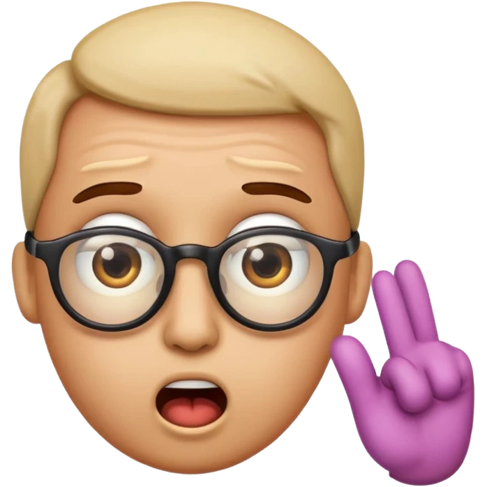 Generate a emoji head base with a shocked expression with a finger pushing the glasses down a little bit emoji