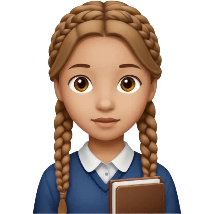 brown braid hair girl kid, student emoji