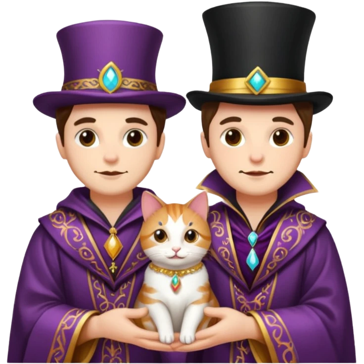 magician couple and their pet cat emoji