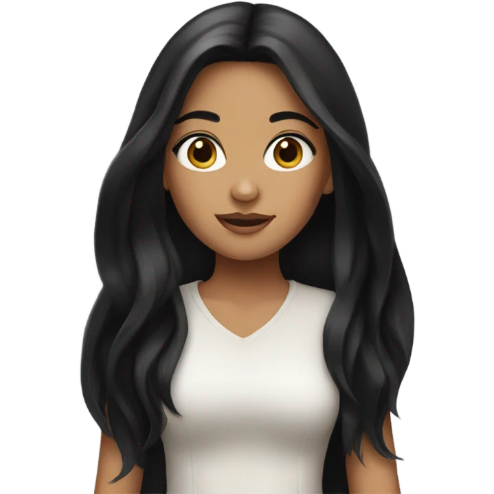 Girl with a log hair black  emoji