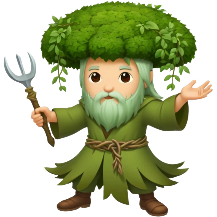 moss druid character slicing air with vine “no” sign emoji