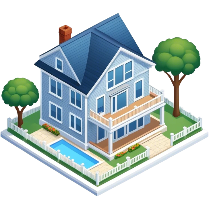 Isometric hamptons-style home emoji