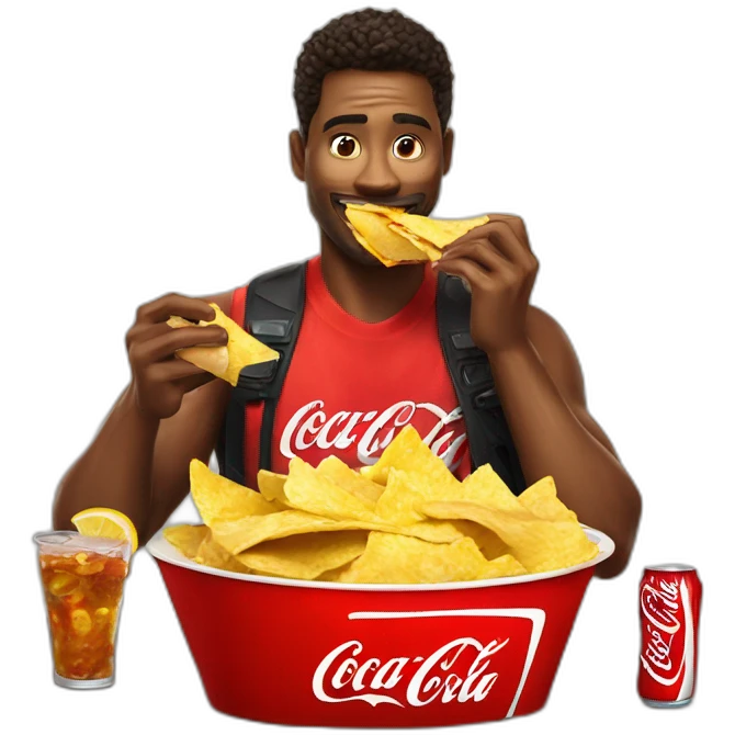 coca cola-comiendo nachos emoji