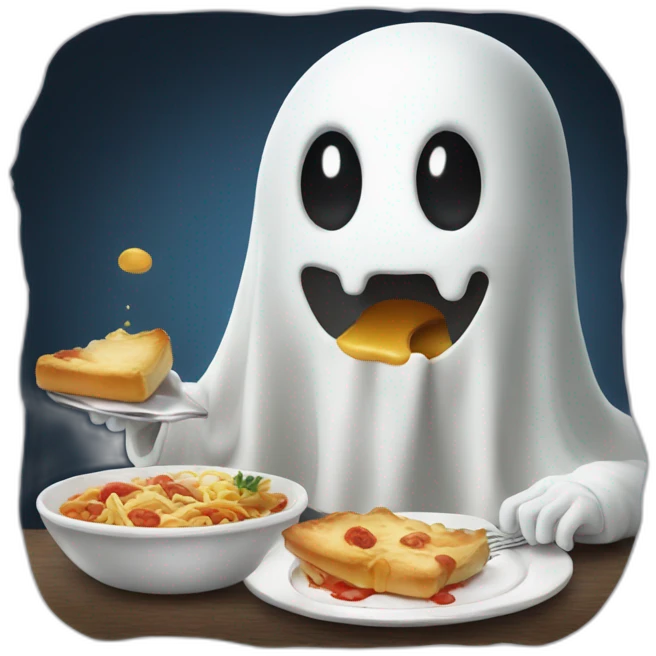 ghost eating french cuisine emoji