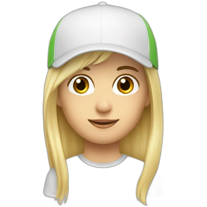 Short blond hear with fischer cap and sport r emoji
