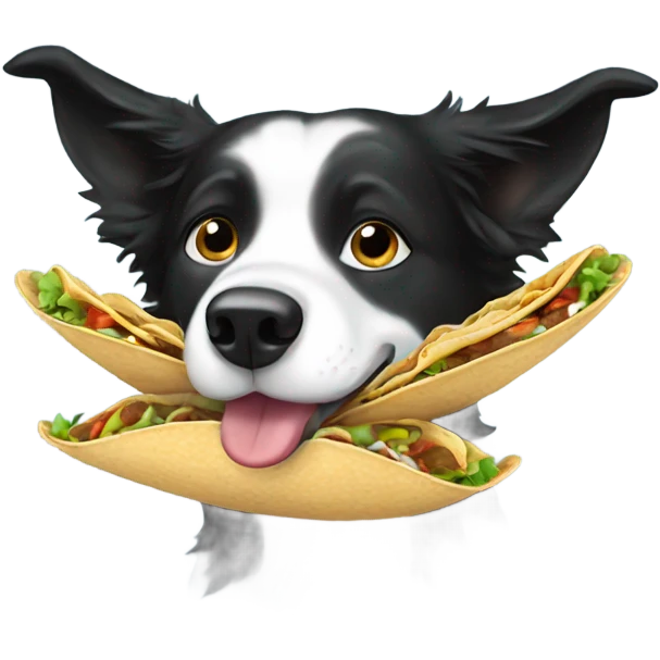 Border collie eating tacos emoji