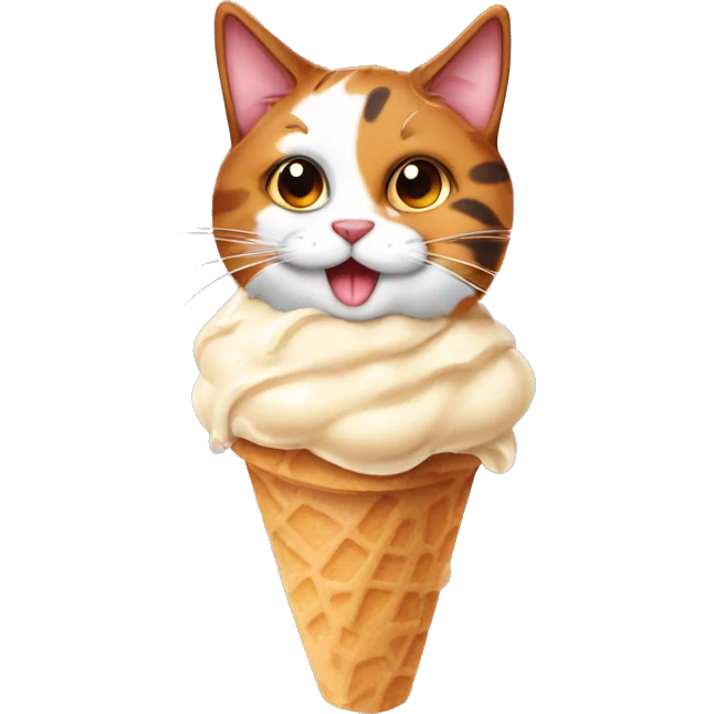 calico cat with icecream  emoji