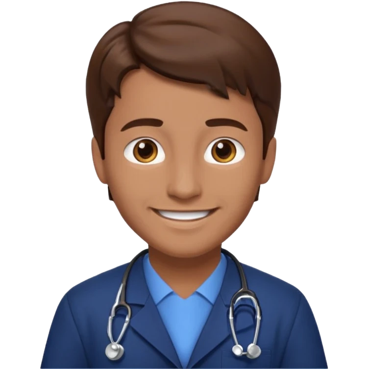 doctor hombre con uniforme azul oscuro cabello marron emoji