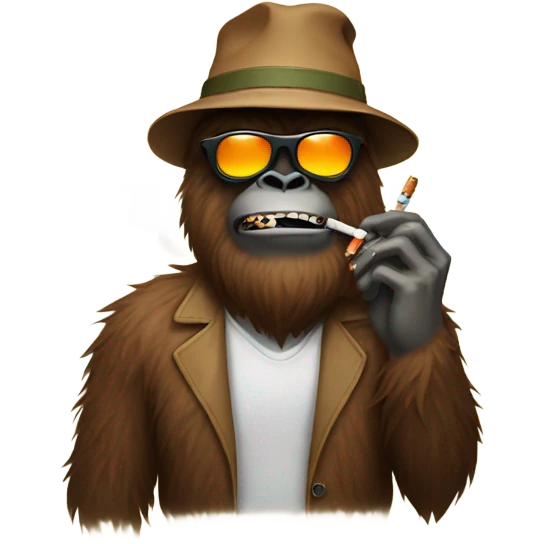 Bigfoot smoking with sunglasses emoji
