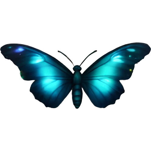 Dark iridescent butterfly glowing on top of cats head  emoji
