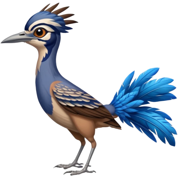 realistic roadrunner bird emoji, tail pointed down, realistic colors emoji