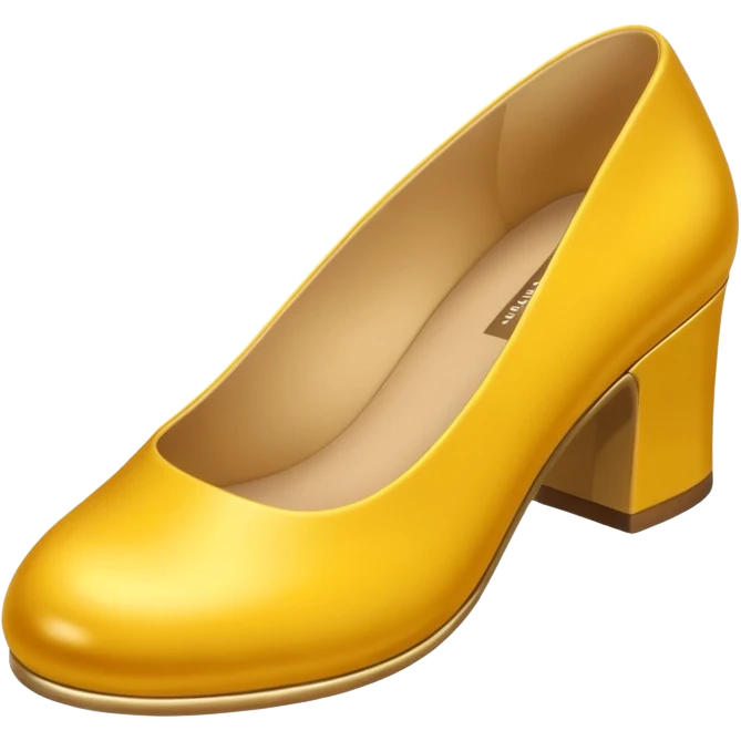 A 3D cartoon golden-yellow flat shoe with rounded toe and simple chic design, glossy finish, isolated background, Memoji-style. emoji
