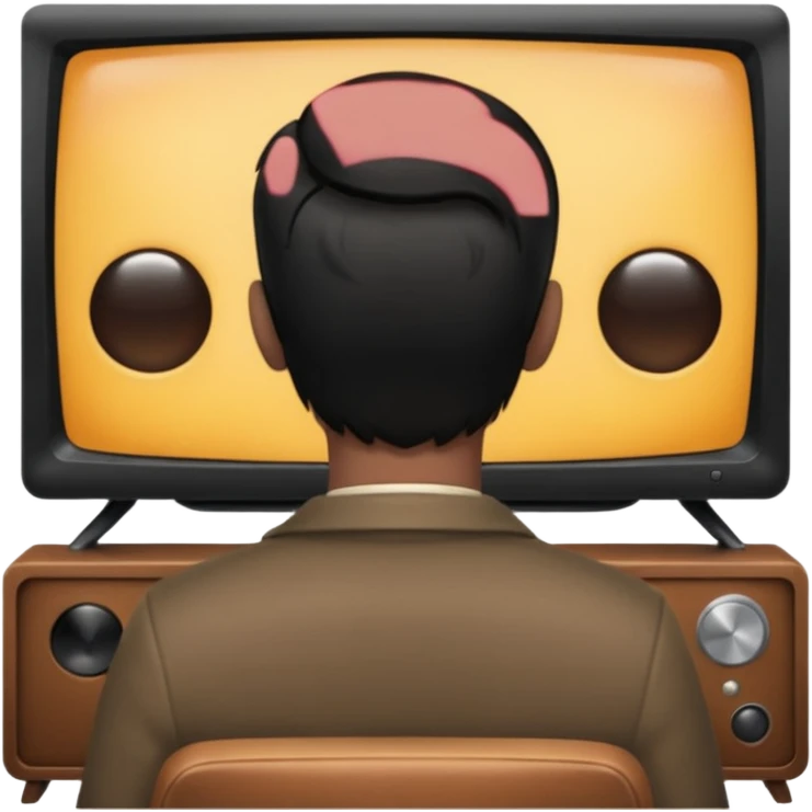 man with black hair seen from behind watching television emoji
