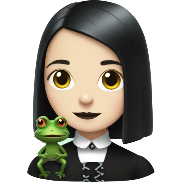 Wednesday Addams with a Frog emoji