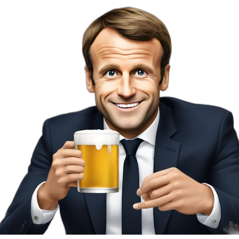 emmanuel macron qui boit une bière emoji
