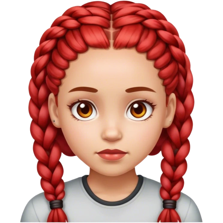 Big forehead girl with red highlights braids emoji