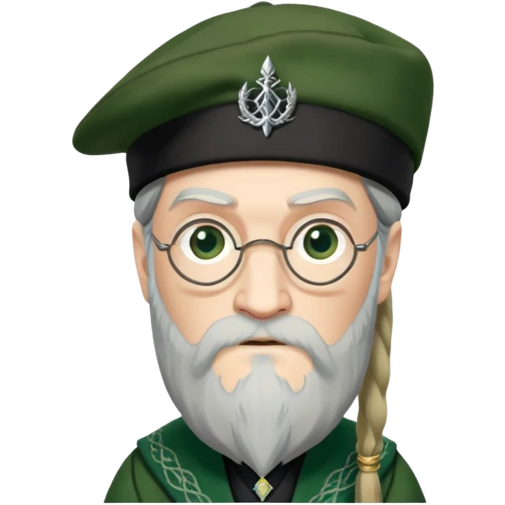 albus dumbledore from harry potter with green scottish Tam o'shanter cap and decorative motifs emoji