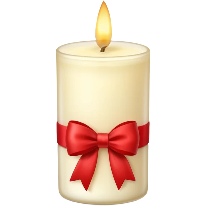 Soft vanilla long glass candle, with little red bow emoji
