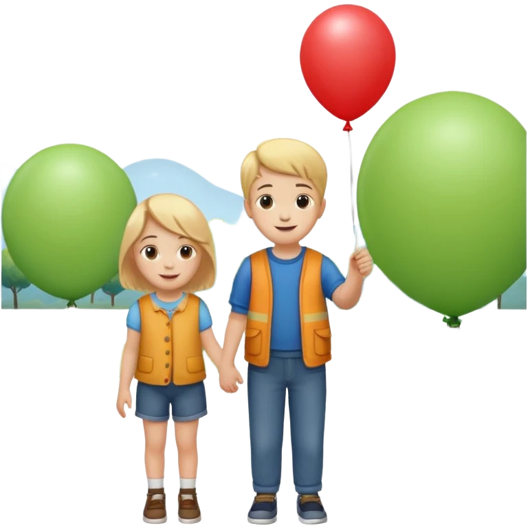 Child + balloon, Park Visitor. with park. emoji