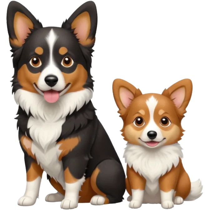 Black Tri color Australia shepherd and tri color corgi emoji