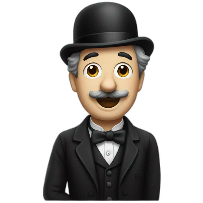 Charlie Chaplin without hat and raising arm emoji