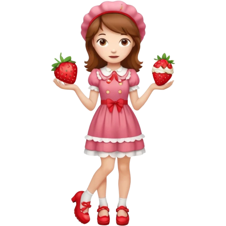 pretty and cute realistic modern day strawberry shortcake full body with red shoes emoji emoji
