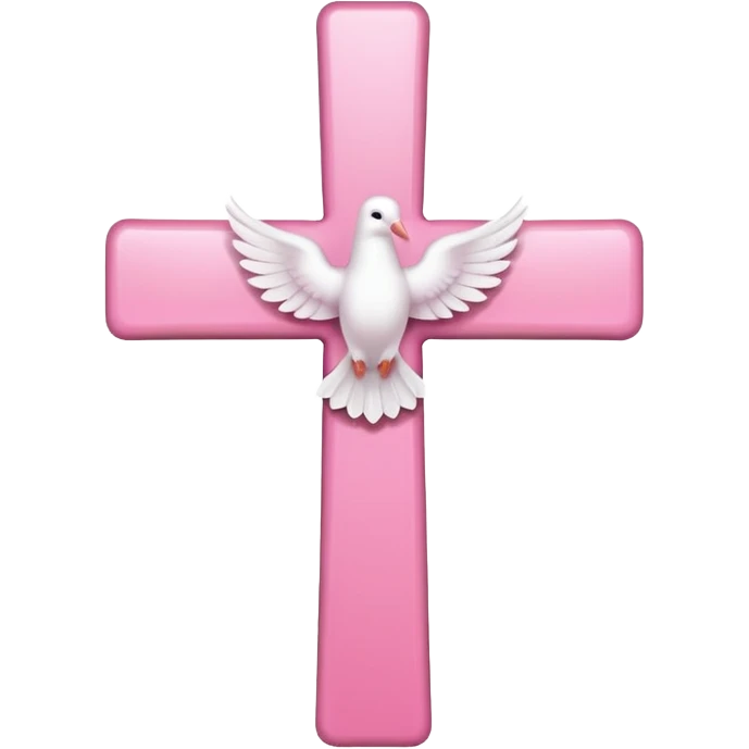 Pink and white simple cross with a dove  emoji