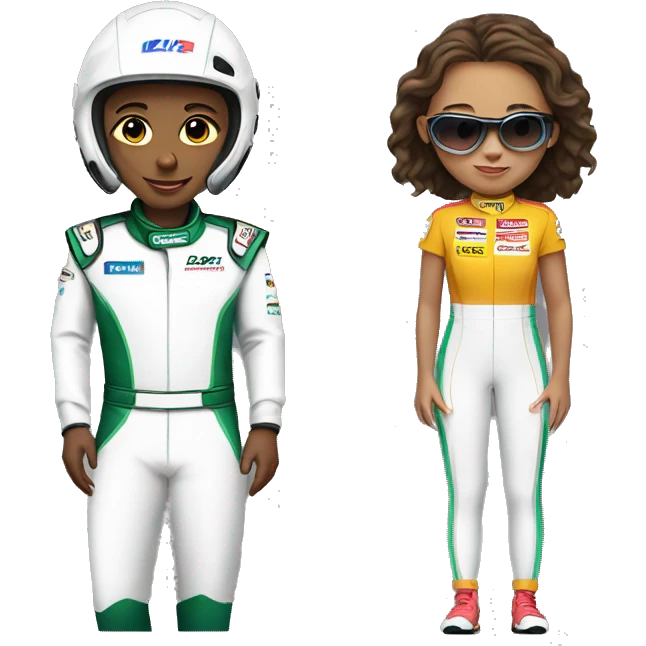 Race driver and girl emoji