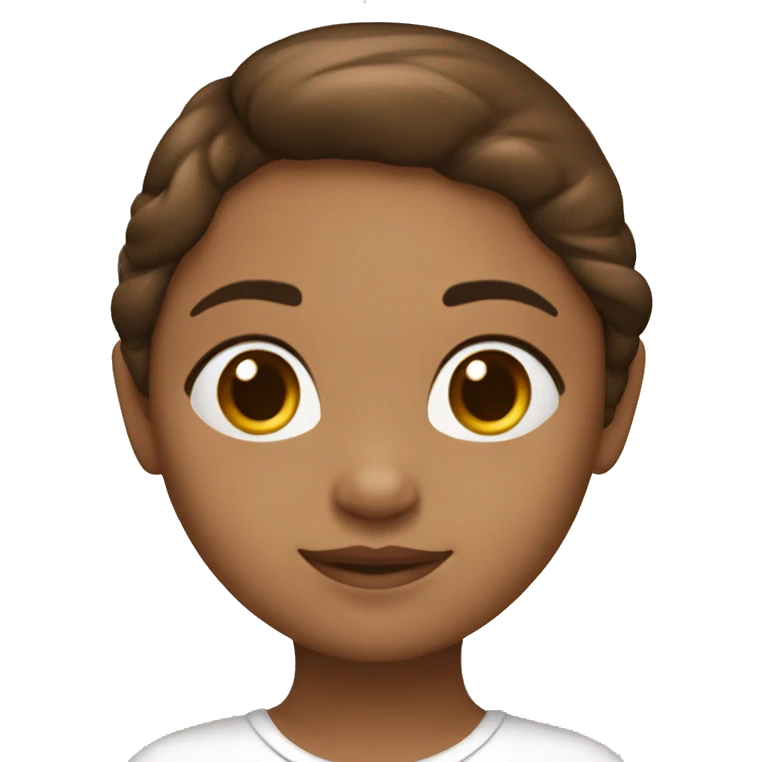 Una niña con pelo largo marrón claro con un corazón blanco emoji