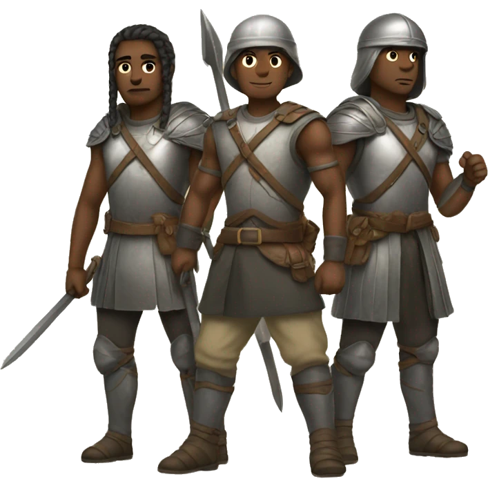 3 people off to battle emoji