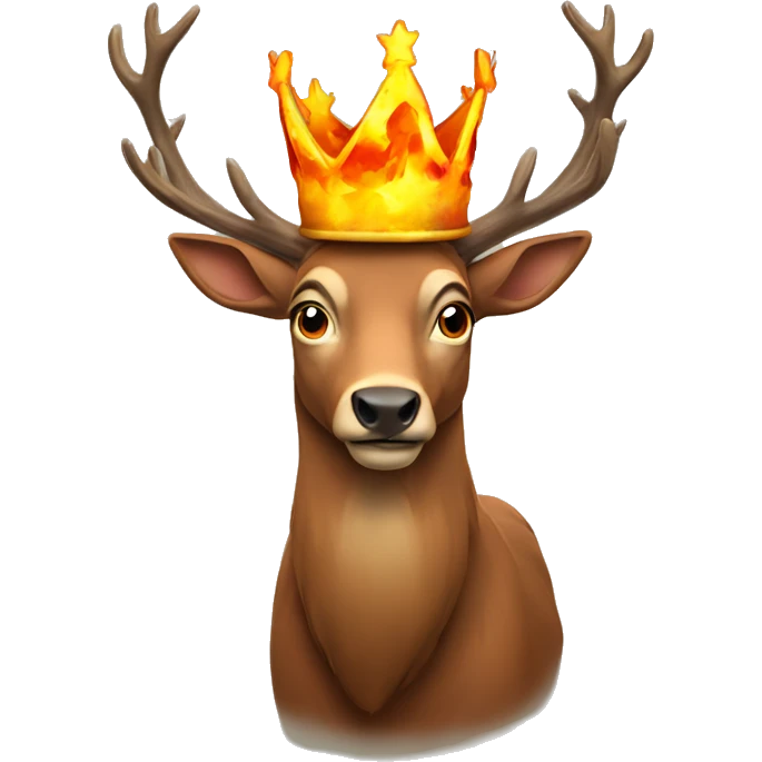 A stag in a crown of fire emoji