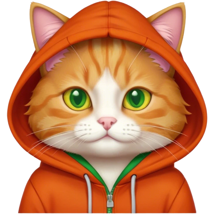 Ginger cat on red hoodie emoji