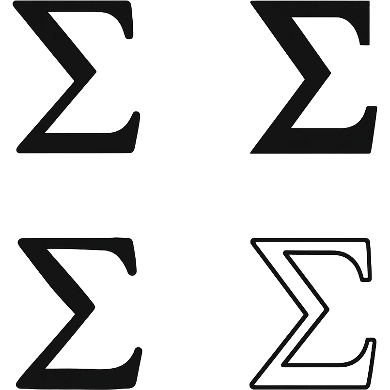 sigma symbol, various styles emoji