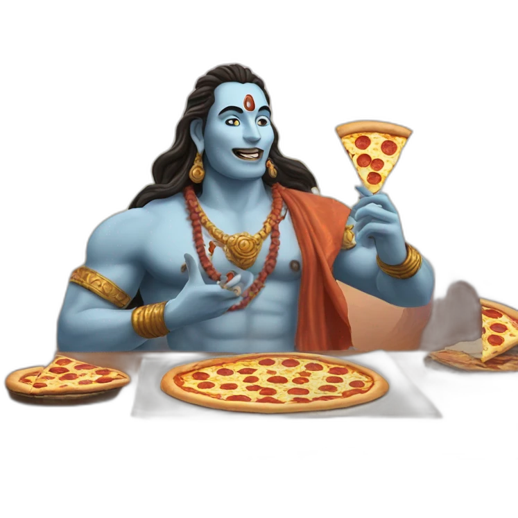 lord shiva eating pizza emoji