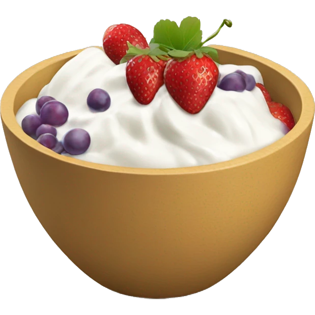 fruit yogurt bowl with strawberries and grapes emoji