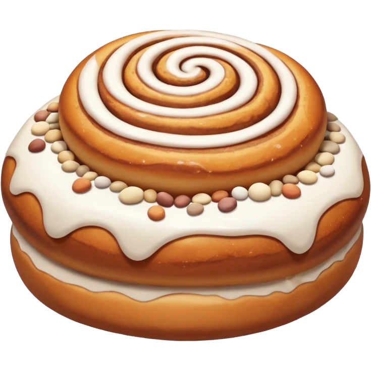 cinnemon bun with a lots white sugar pebbles on top emoji