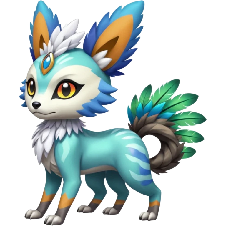 Colorful Exotic Randomly-colored Cartoon Anime Meloetta-WereGarurumon-Trico-Pokémon-Fakémon-fusion-hybrid-creature emoji