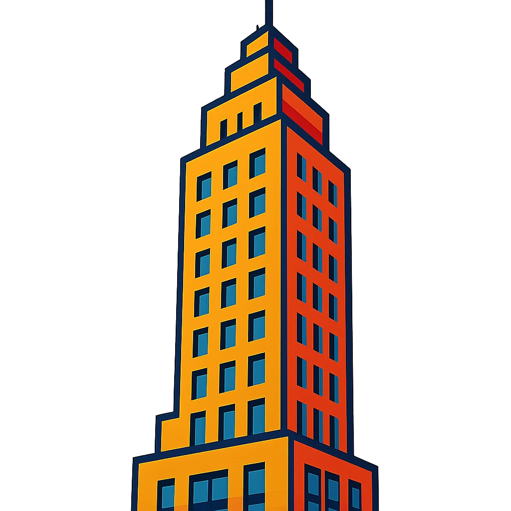 skyscraper in vibrant cartoon style emoji