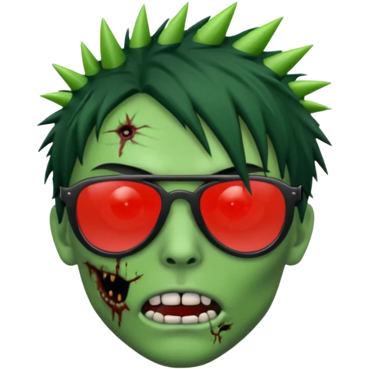 Emoji de zombi com óculos e cabelo preto emo emoji