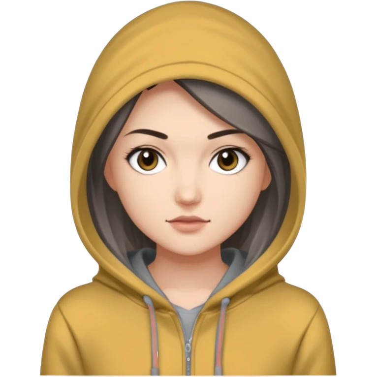 Sasha Gray in gray hoodie full height emoji