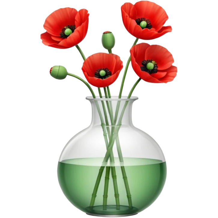 poppy flowers in a clear vase emoji
