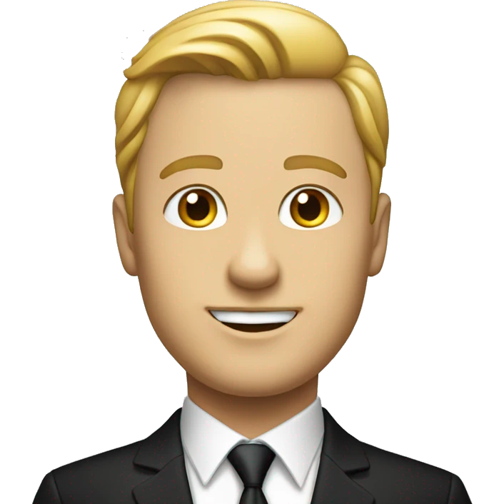 a whiten man in black suite and tie emoji