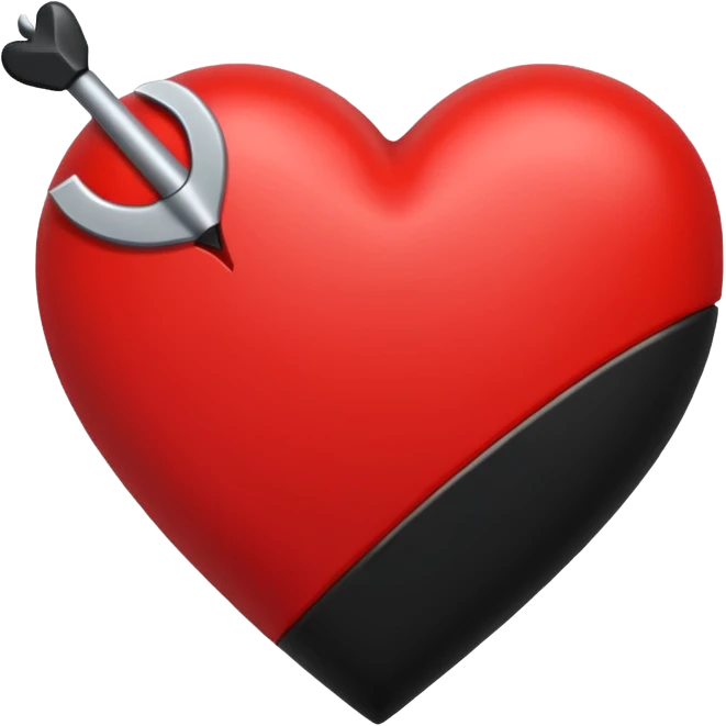Corazón negro con una flecha,q sea todo negro el corazón y la fecha color roja nada más. emoji